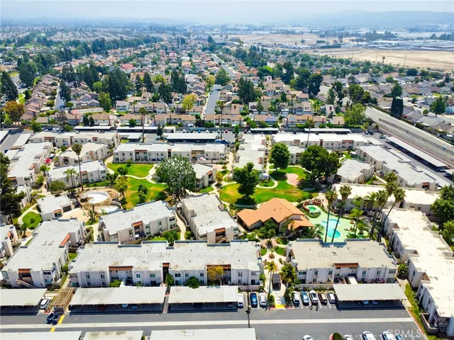 an aerial view of a city