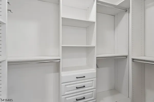 a view of an empty walk in closet