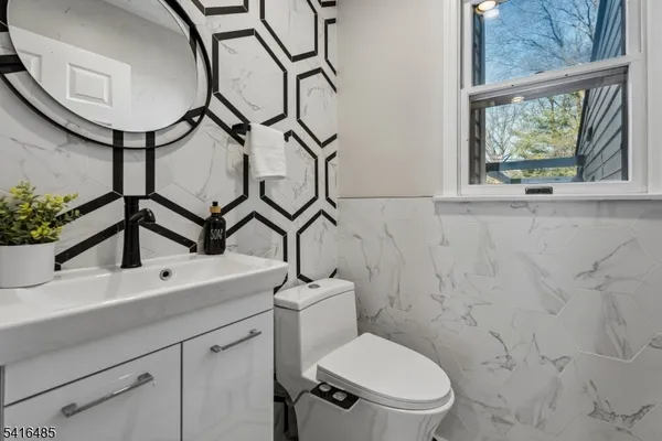 a bathroom with a toilet a sink and a mirror