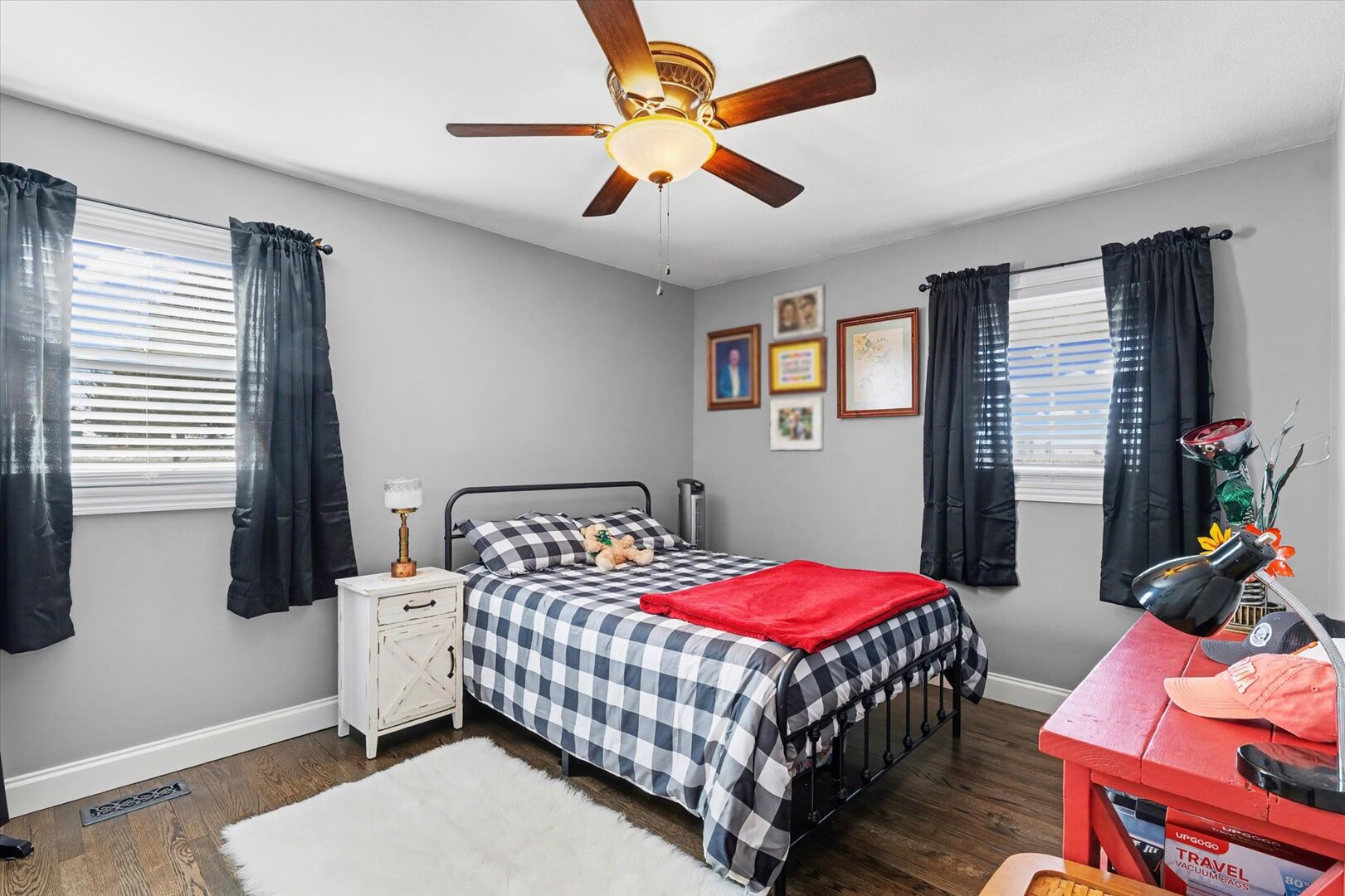 808 South Spring Lake Road Mahomet, IL 61853 - Photo 25 of 37 a bedroom with a bed and a chandelier