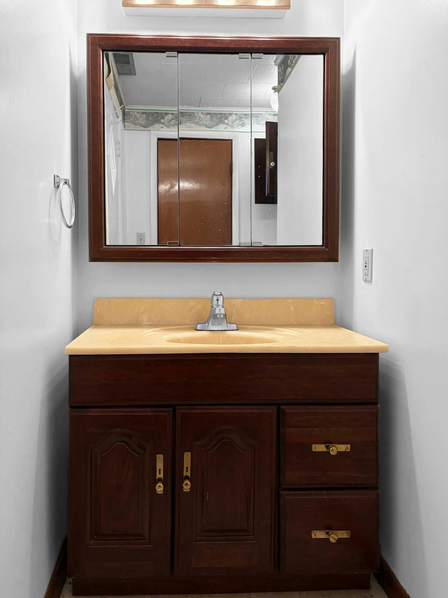 710 West Charles Street Rensselaer, IN 47978 - Photo 11 of 16 a bathroom with a sink vanity and a mirror