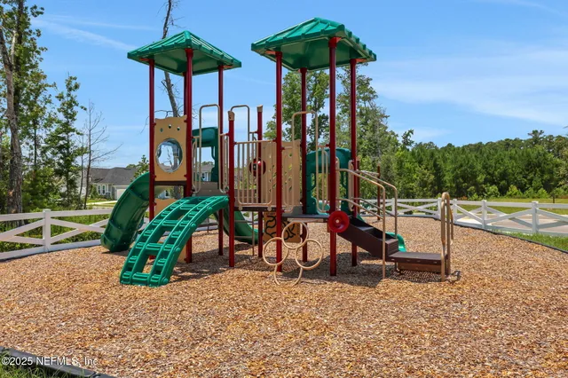 a view of a garden with porch