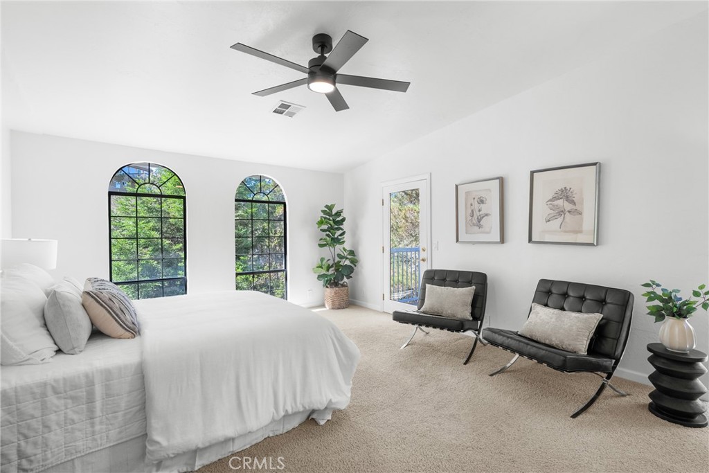 2146 Cowper Street Cambria, CA 93428 - Photo 16 of 46 Upstairs Primary Bedroom with ensuite bath and walk-in closet