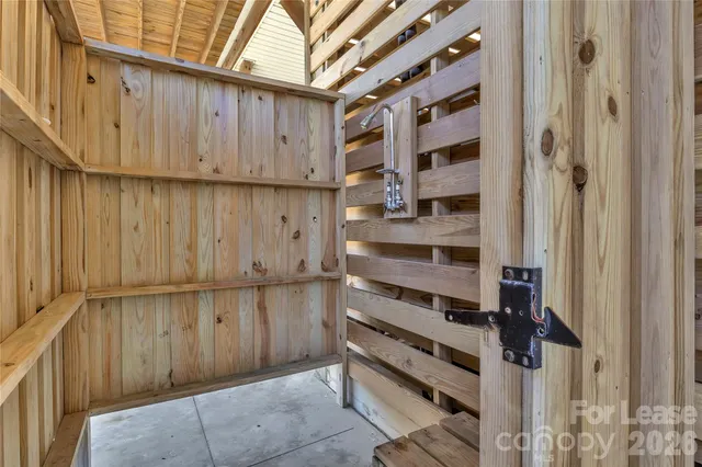 a view of a room with rack on the wall