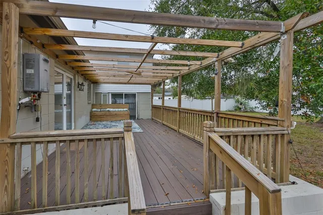 a view of a balcony with car parked