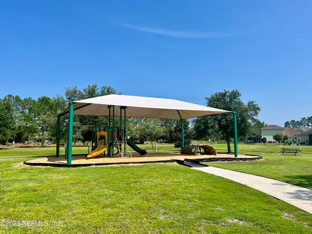 a view of a park with slide