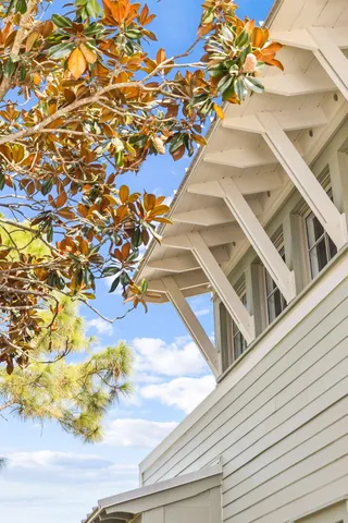 a view of a swimming pool with outdoor seating space