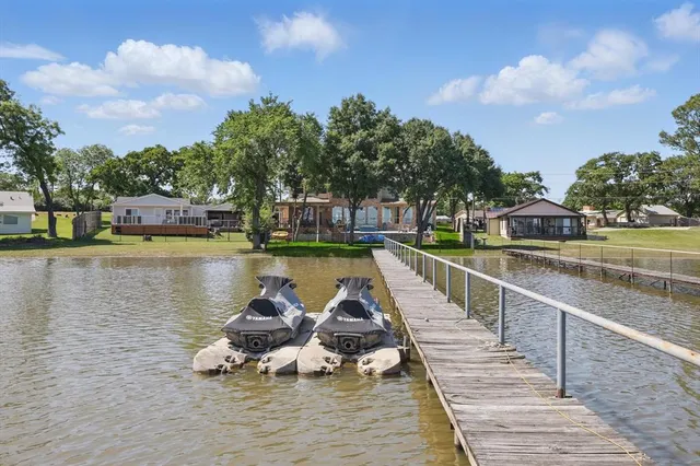 a view of a lake with houses