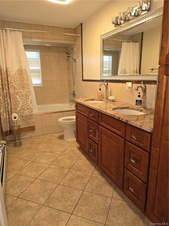 2115 State Rte 55, Unit 1 LaGrangeville, NY 12540 - Photo 17 of 23 a bathroom with a granite countertop sink a toilet and mirror