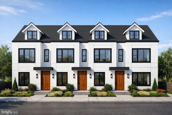 a front view of residential houses
