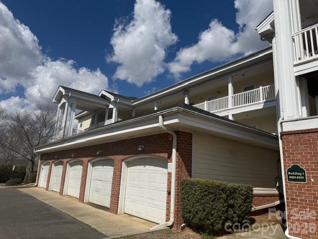 a black and white building with outdoor space
