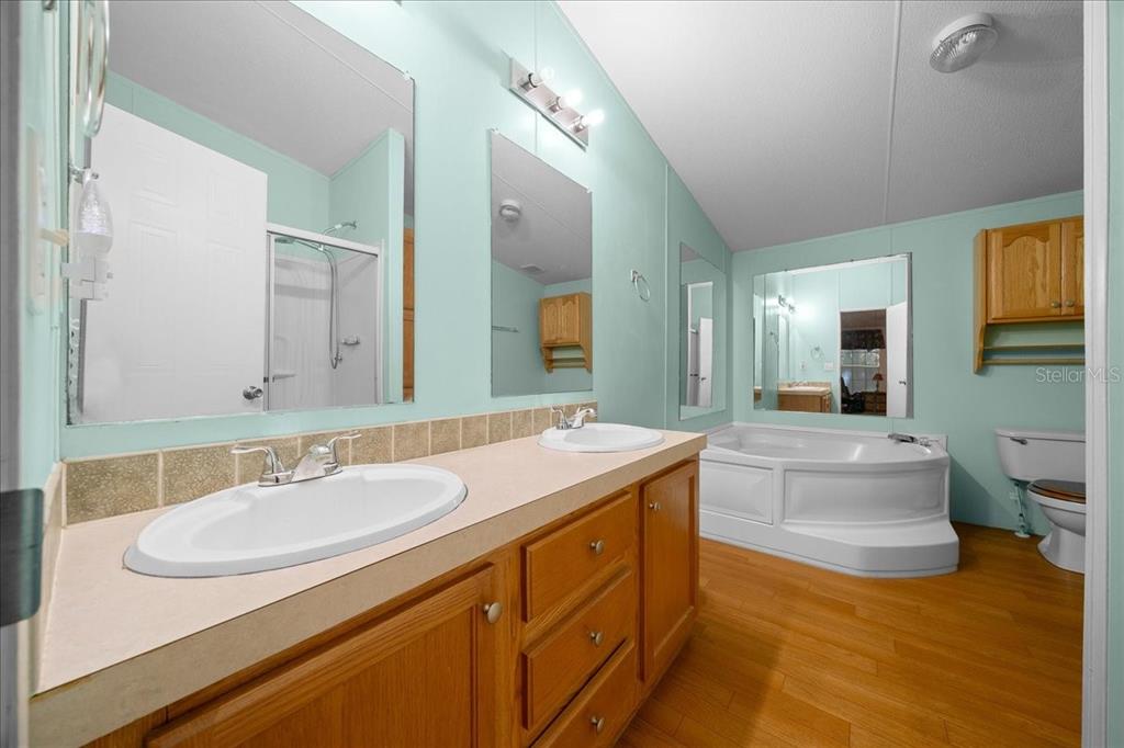 19189 Southwest 29th Street Dunnellon, FL 34432 - Photo 29 of 34 a spacious bathroom with a granite countertop sink and a mirror