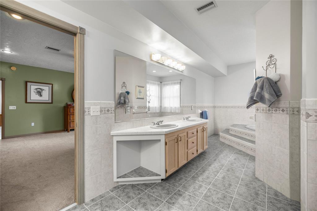 4559 West Dunklin Street Dunnellon, FL 34433 - Photo 20 of 65 a large bathroom with a double vanity sink and a mirror