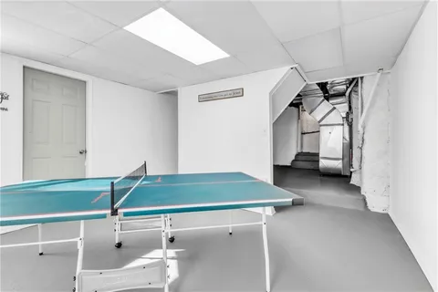 a view of a room with wooden walls