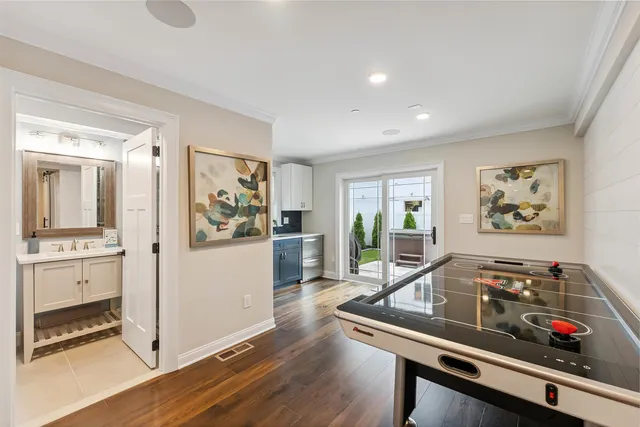 a room with furniture and view kitchen