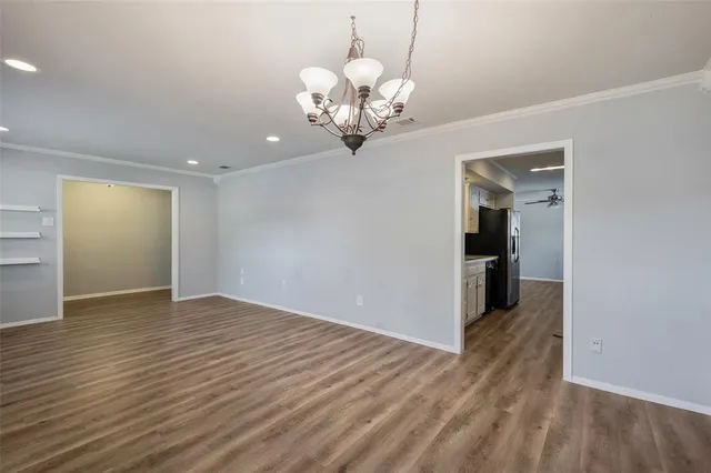a view of a livingroom with a chandelier