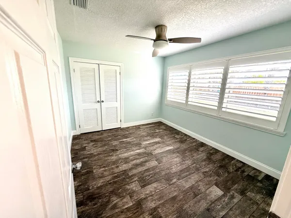 a view of a room with a window