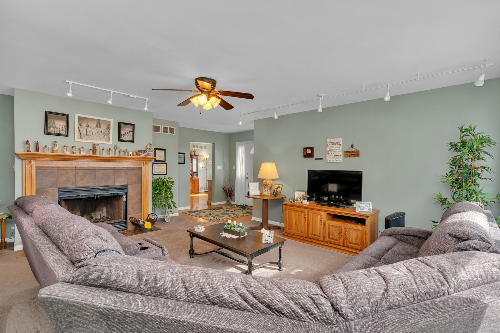 19556 West Manhattan Road Elwood, IL 60421 - Photo 10 of 23 a living room with furniture and a fireplace