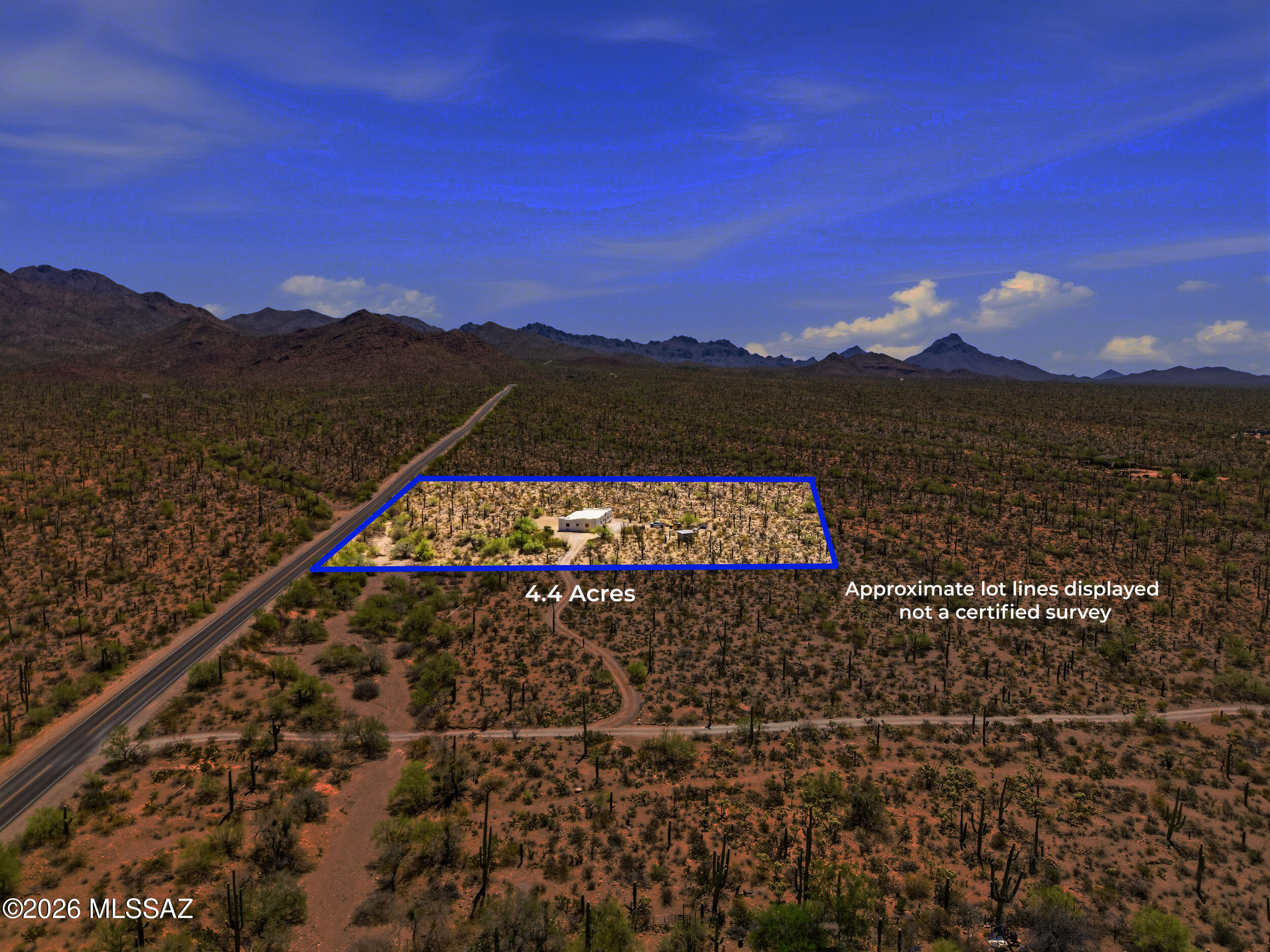 10855 West Mile Wide Road Tucson, AZ 85743 - Photo 46 of 47 Aerial View with Boundary Line