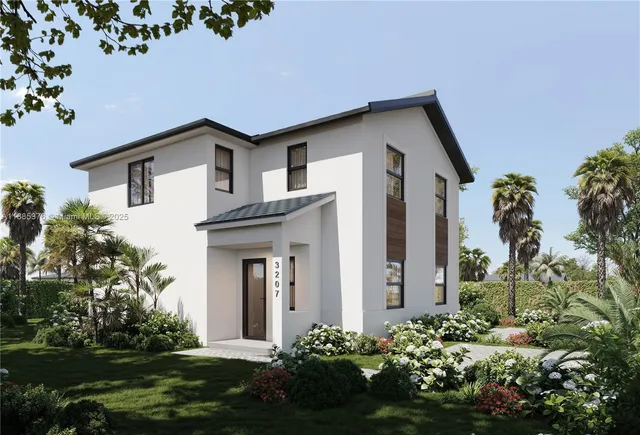 front view of a house with a yard