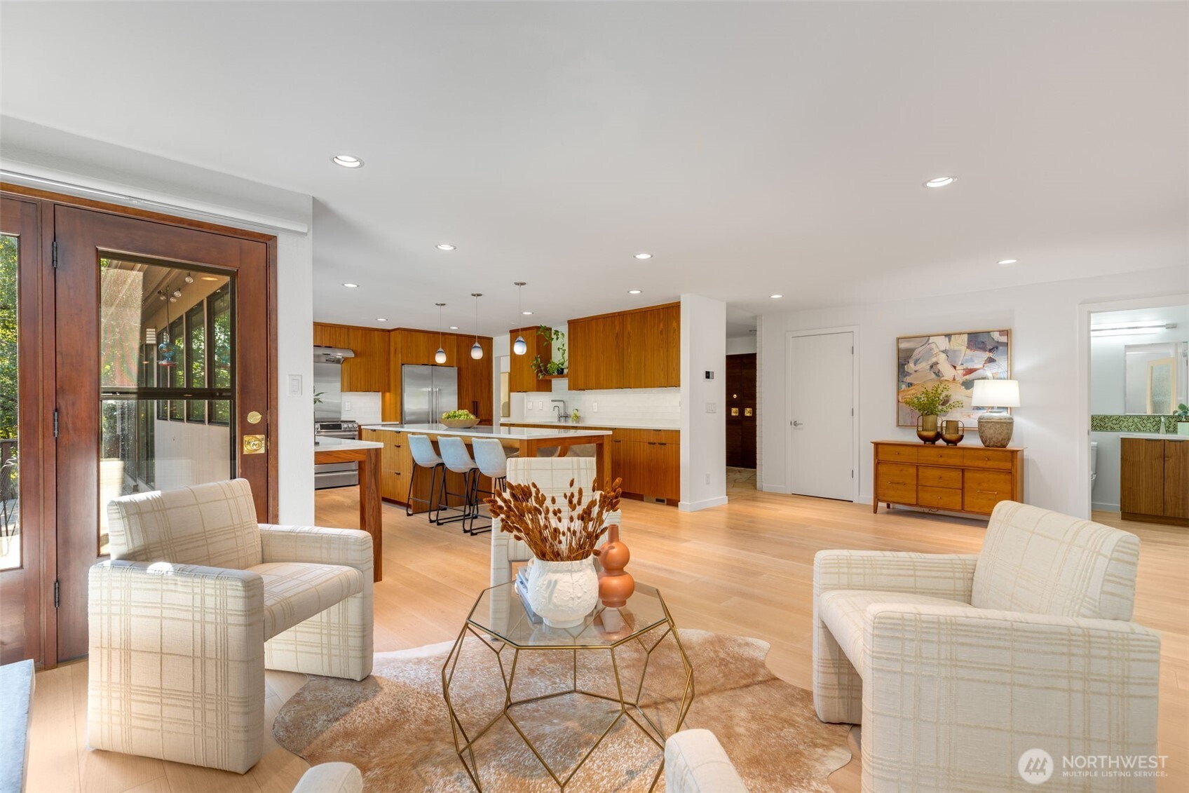 6667 Northeast Windermere Road Seattle, WA 98115 - Photo 15 of 40 a living room with furniture and kitchen view
