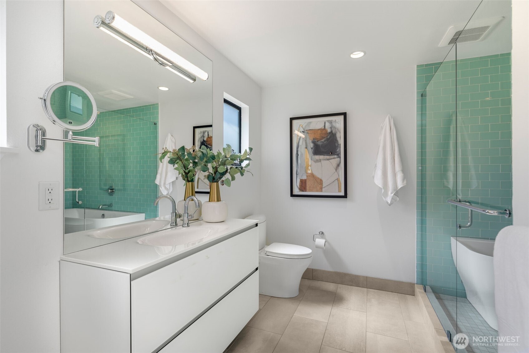 6667 Northeast Windermere Road Seattle, WA 98115 - Photo 25 of 40 a view of bathroom with a toilet sink and mirror