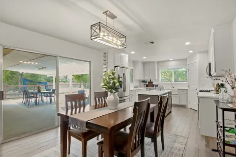a view of a dining room and livingroom view