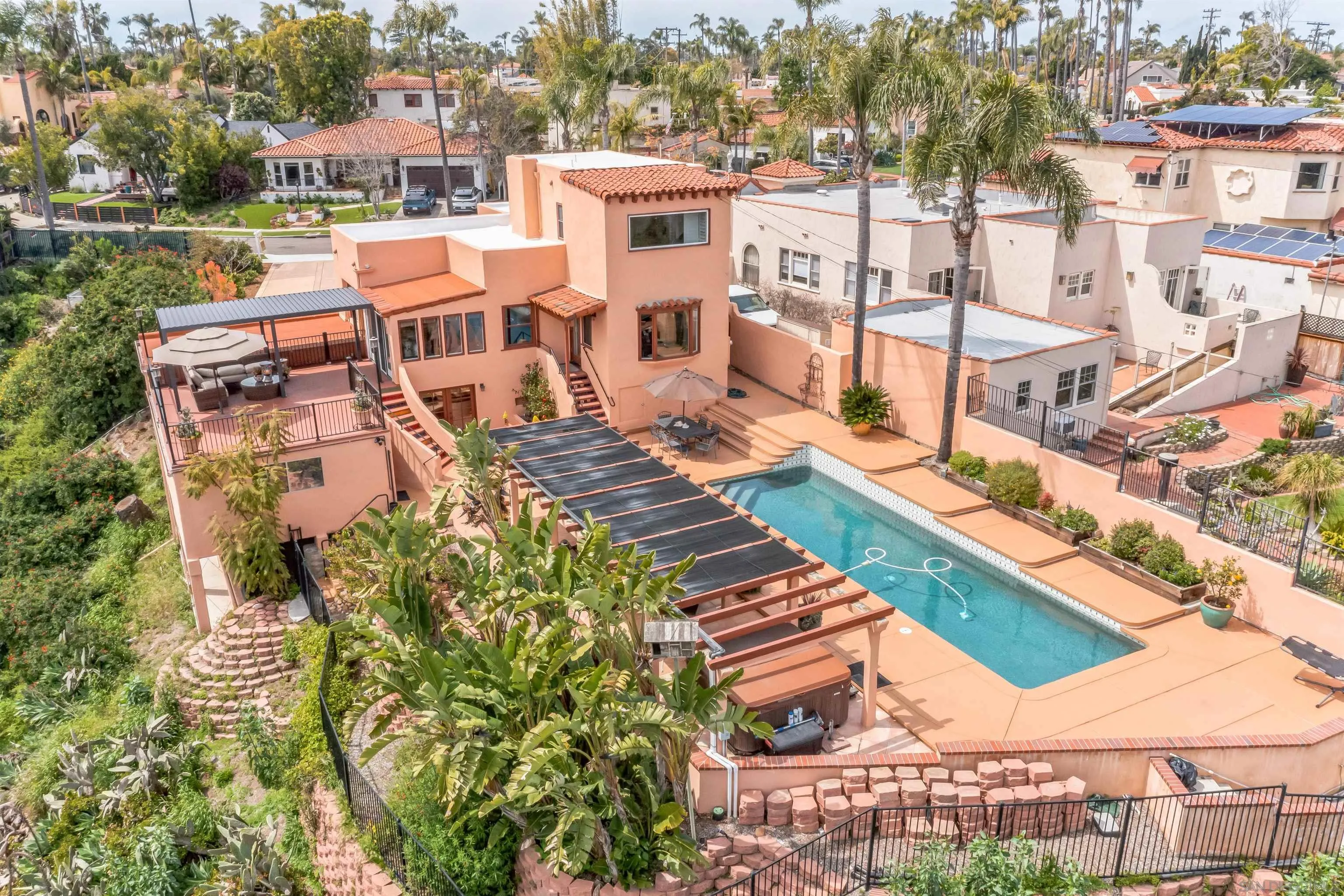 4196 Rochester Road San Diego, CA 92116 - Photo 71 of 72 an aerial view of a house with a yard basket ball court and outdoor seating