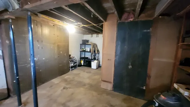 a view of a hallway with living room