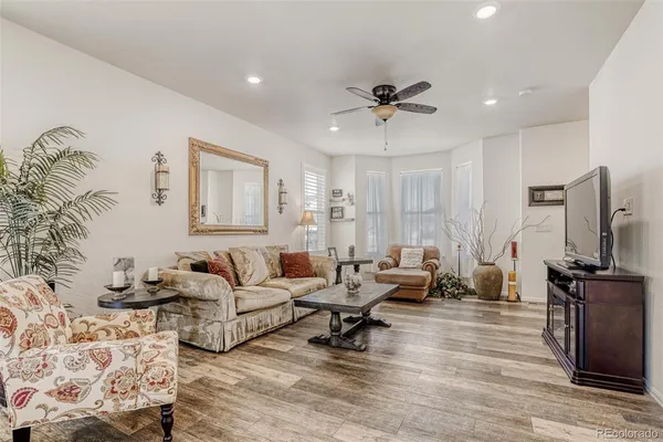 a living room with furniture