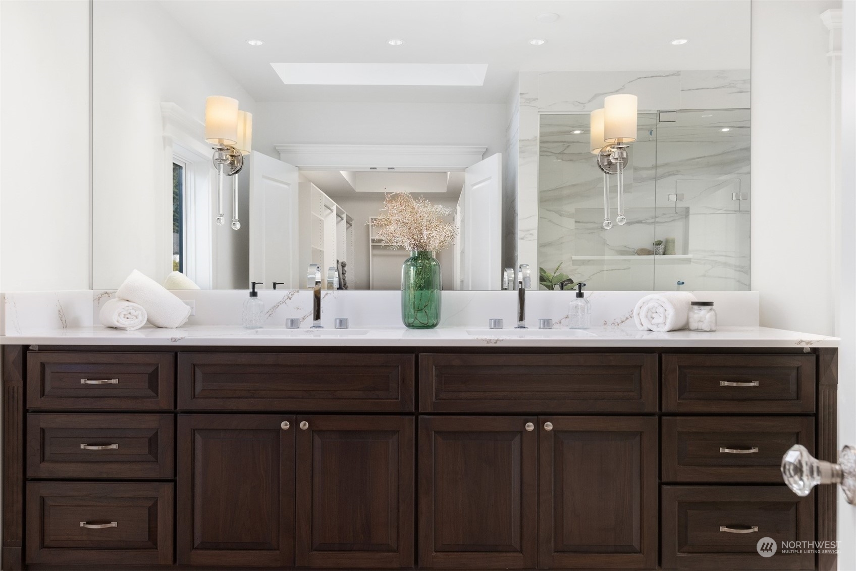 627 Linden Road Bellingham, WA 98225 - Photo 22 of 40 a bathroom with double sink and a mirror
