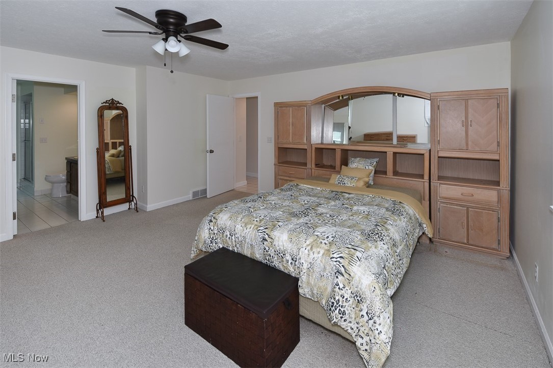 30776 Cedar Road Cleveland, OH 44124 - Photo 20 of 41 Bedroom with light colored carpet, a ceiling fan, and connected bathroom