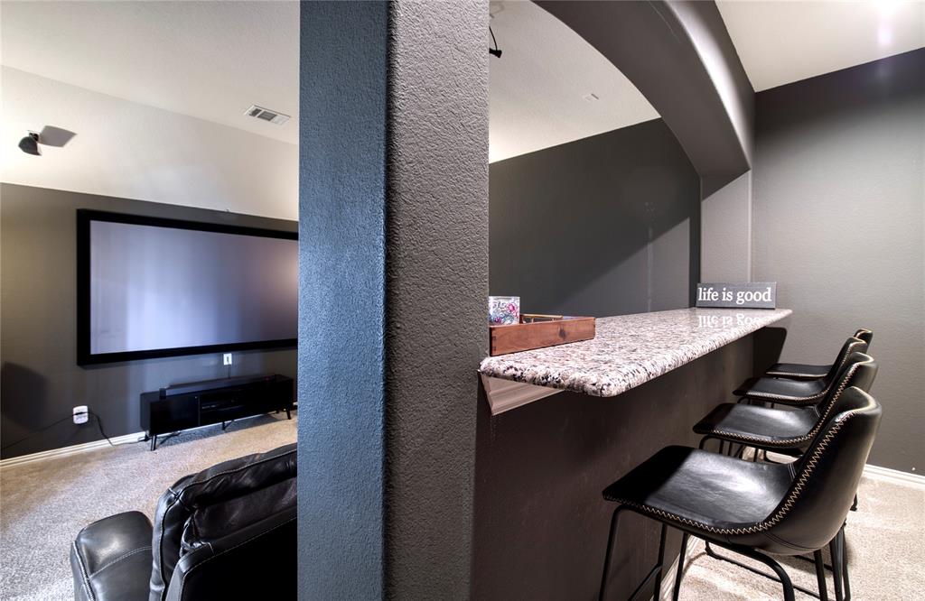 1552 Saddle Tree Road Frisco, TX 75036 - Photo 24 of 40 Oversized media room featuring step up bar area which is great for snacking while watching your favorite sports or movie in style!