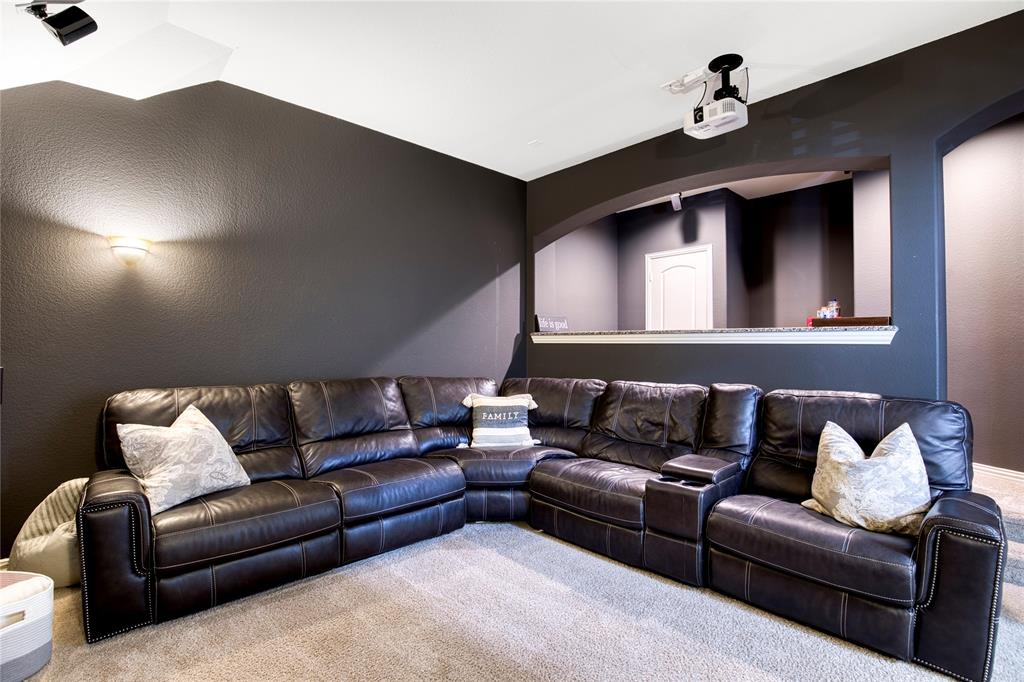 1552 Saddle Tree Road Frisco, TX 75036 - Photo 25 of 40 Cinema with carpet flooring and a textured wall