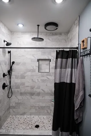 a bathroom with a shower