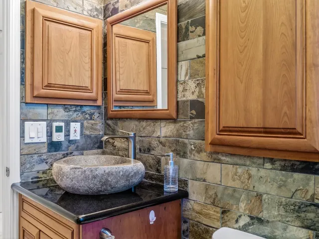 a view of balcony with furniture
