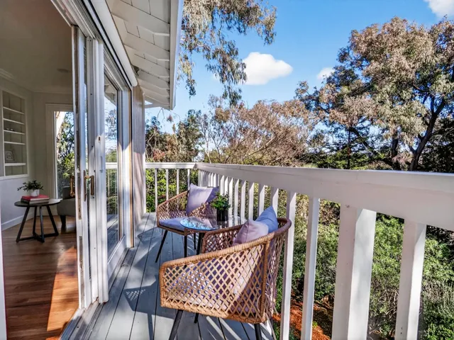 a view of a backyard with potted plants