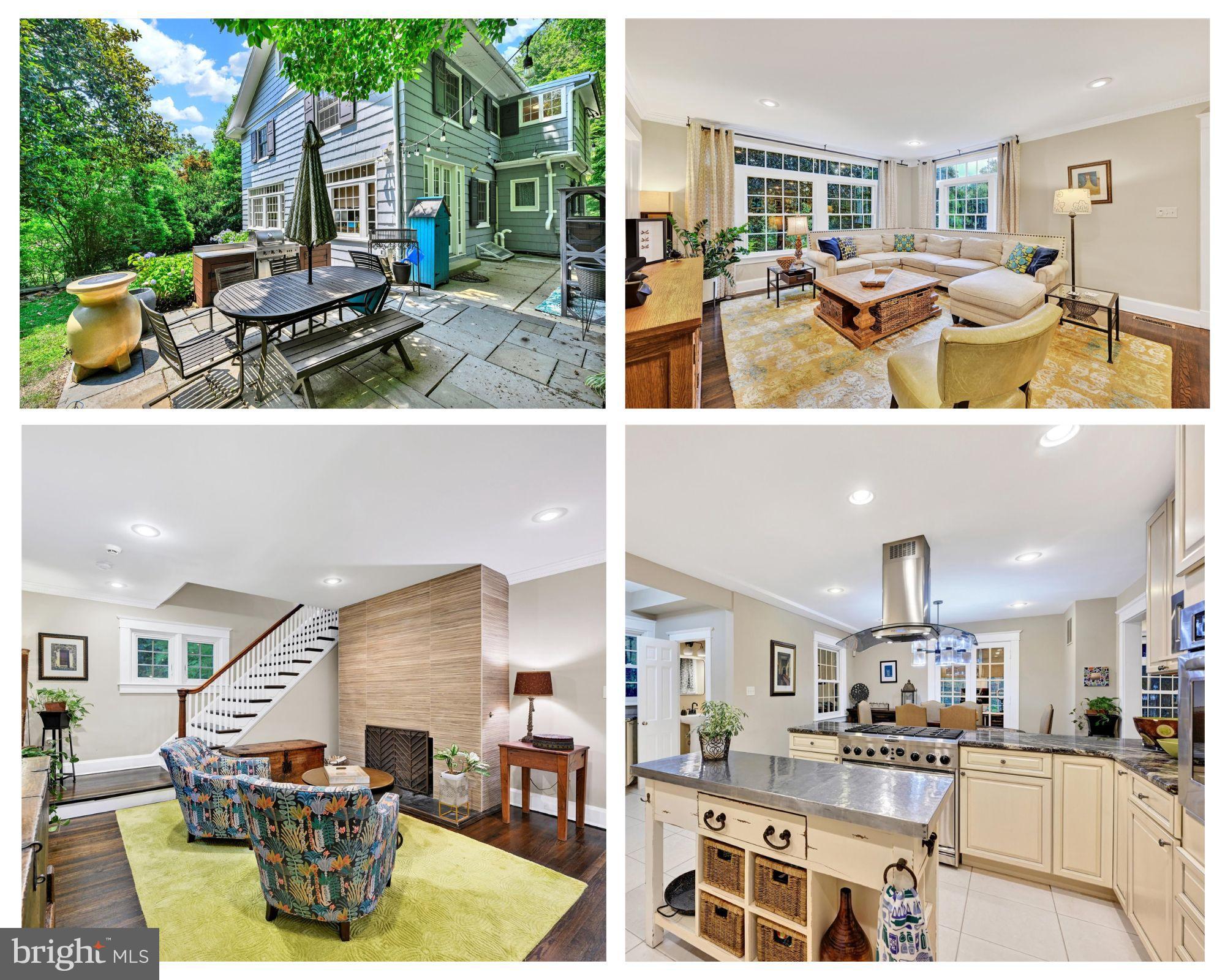 a living room with lots of furniture and kitchen view