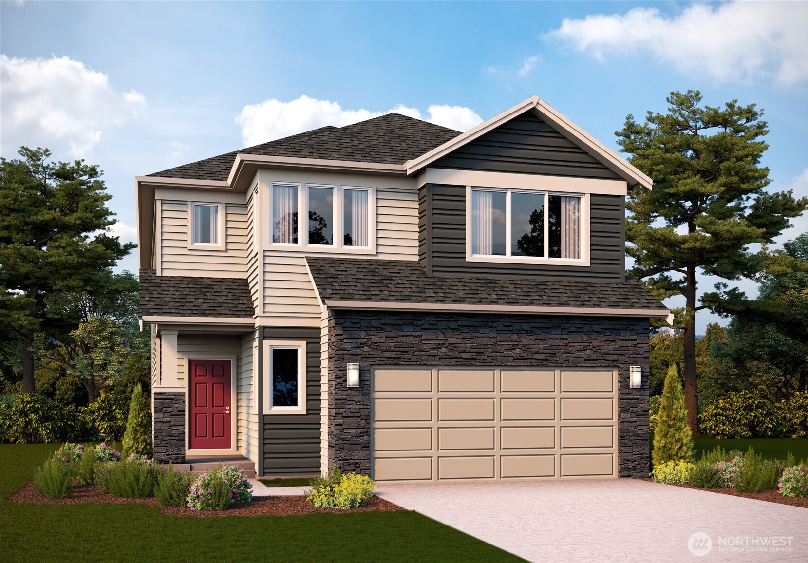 3827 194th Place Southeast Bothell, WA 98012 - Photo 1 of 34 a front view of a house with garden