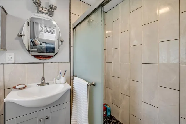 a view of a lake with a beach