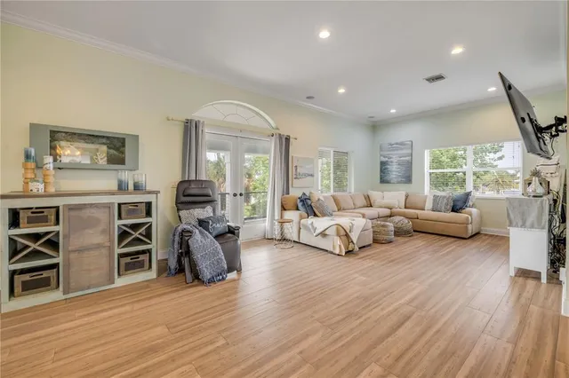 a view of a dining room and furniture
