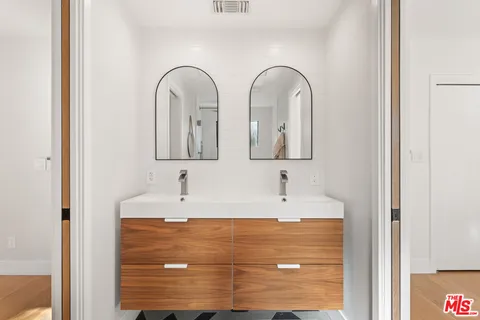 a close view of two mirror