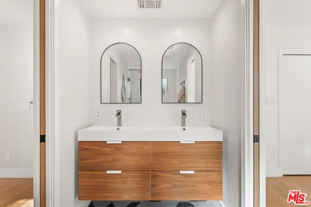 a close view of two mirror