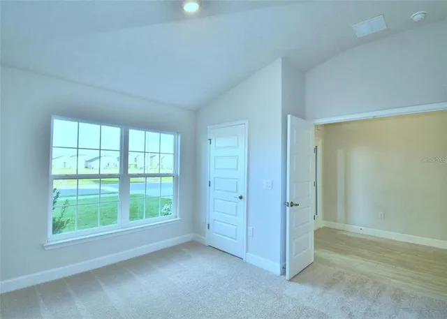 an empty room with closet