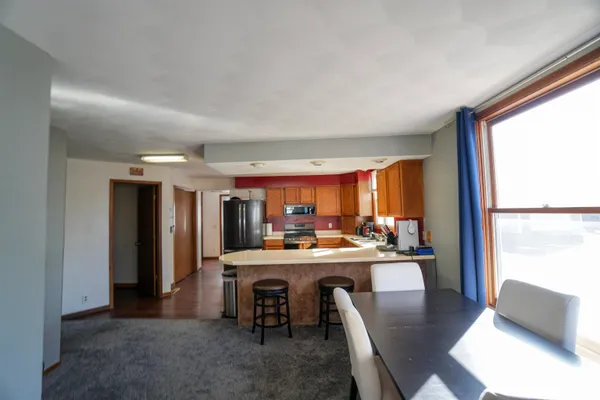 an empty room with windows