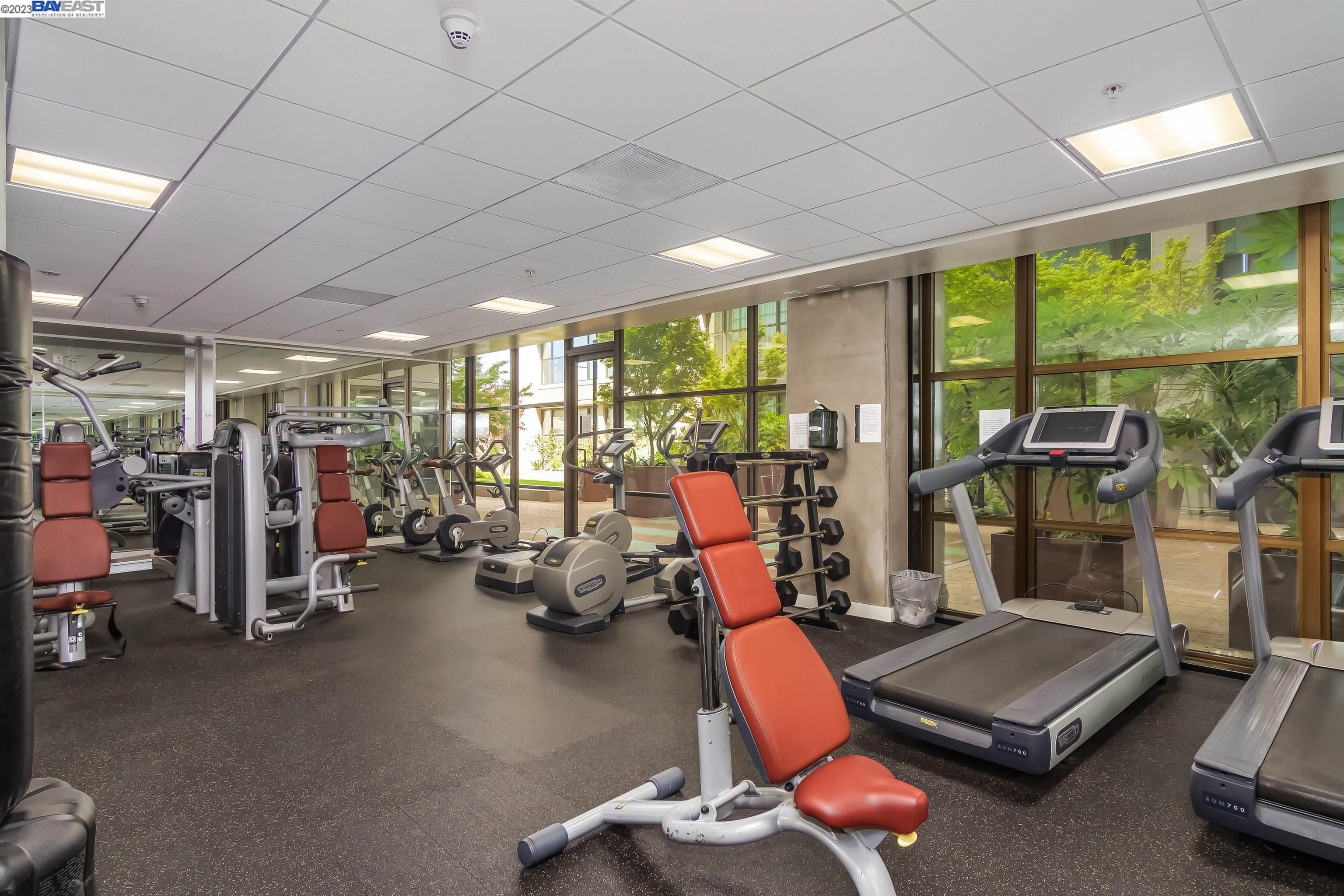 311 2nd Street, Unit 804 Oakland, CA 94607 - Photo 16 of 17 a room with gym equipment and large windows