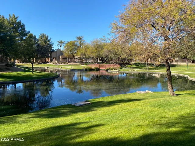 a view of a lake with houses