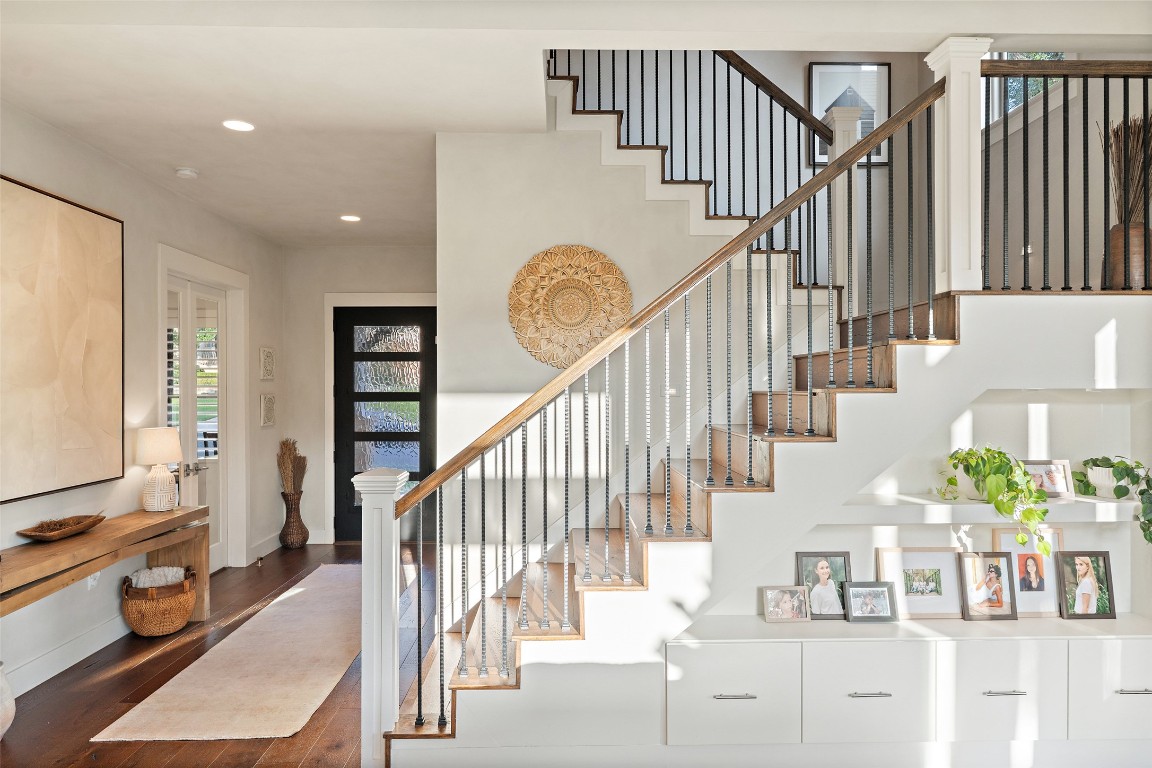 1002 Meriden Lane Austin, TX 78703 - Photo 23 of 35 a view of entryway and hall with wooden floor