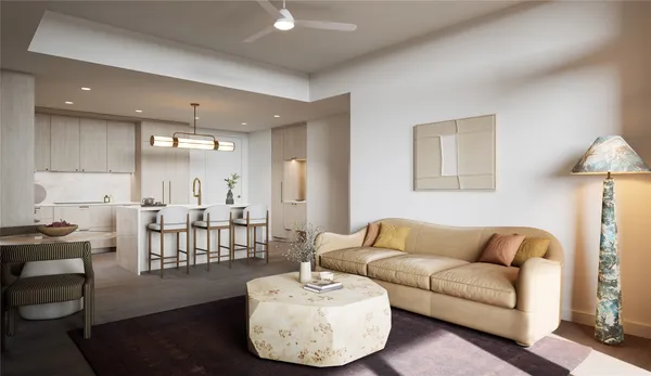 a living room with furniture and a couch