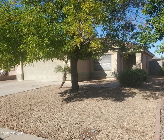 a view of a yard with plants and trees